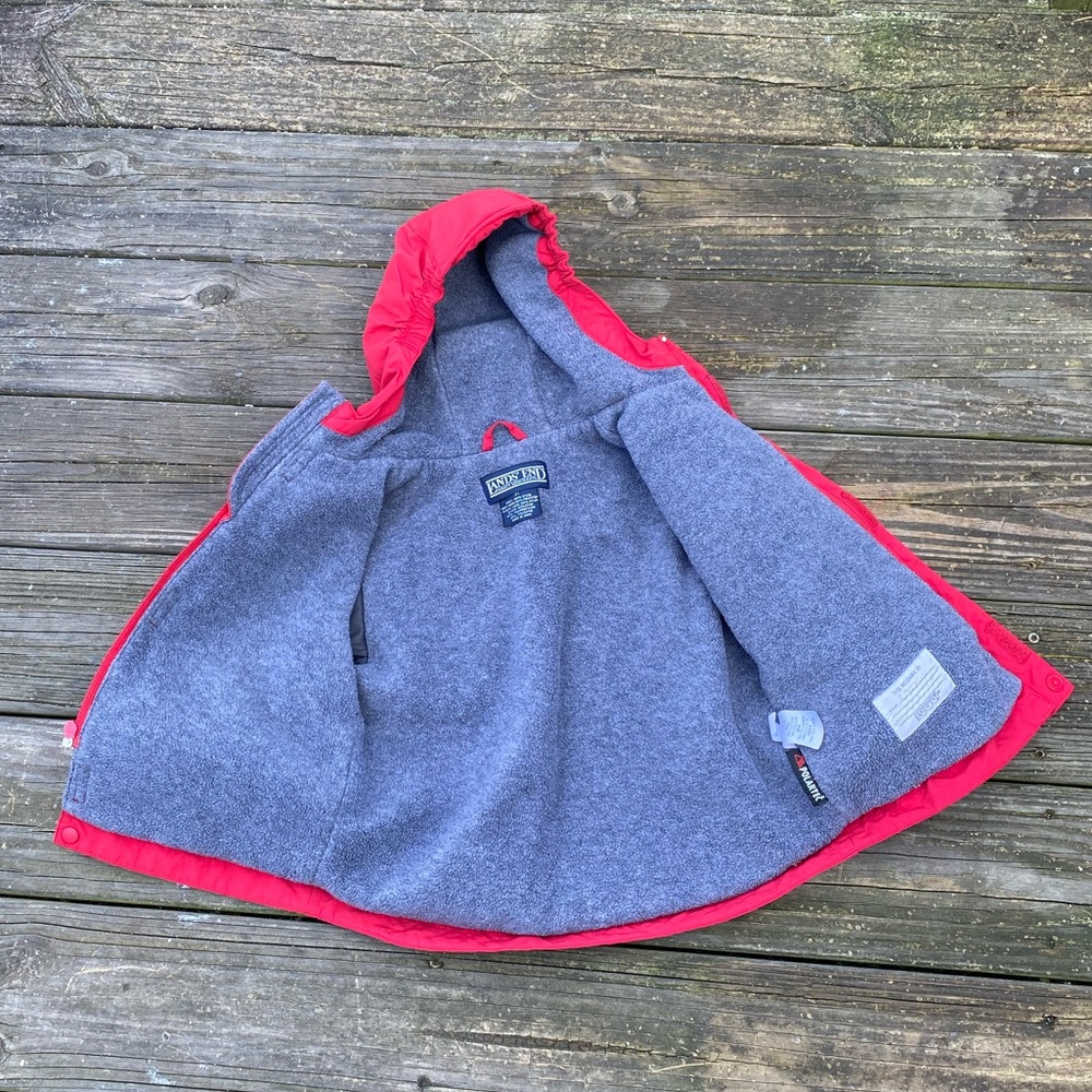 SOLD💲Land’s End Toddler Polartec winter coat red 3T zipper and snap closure - Picture 5 of 9